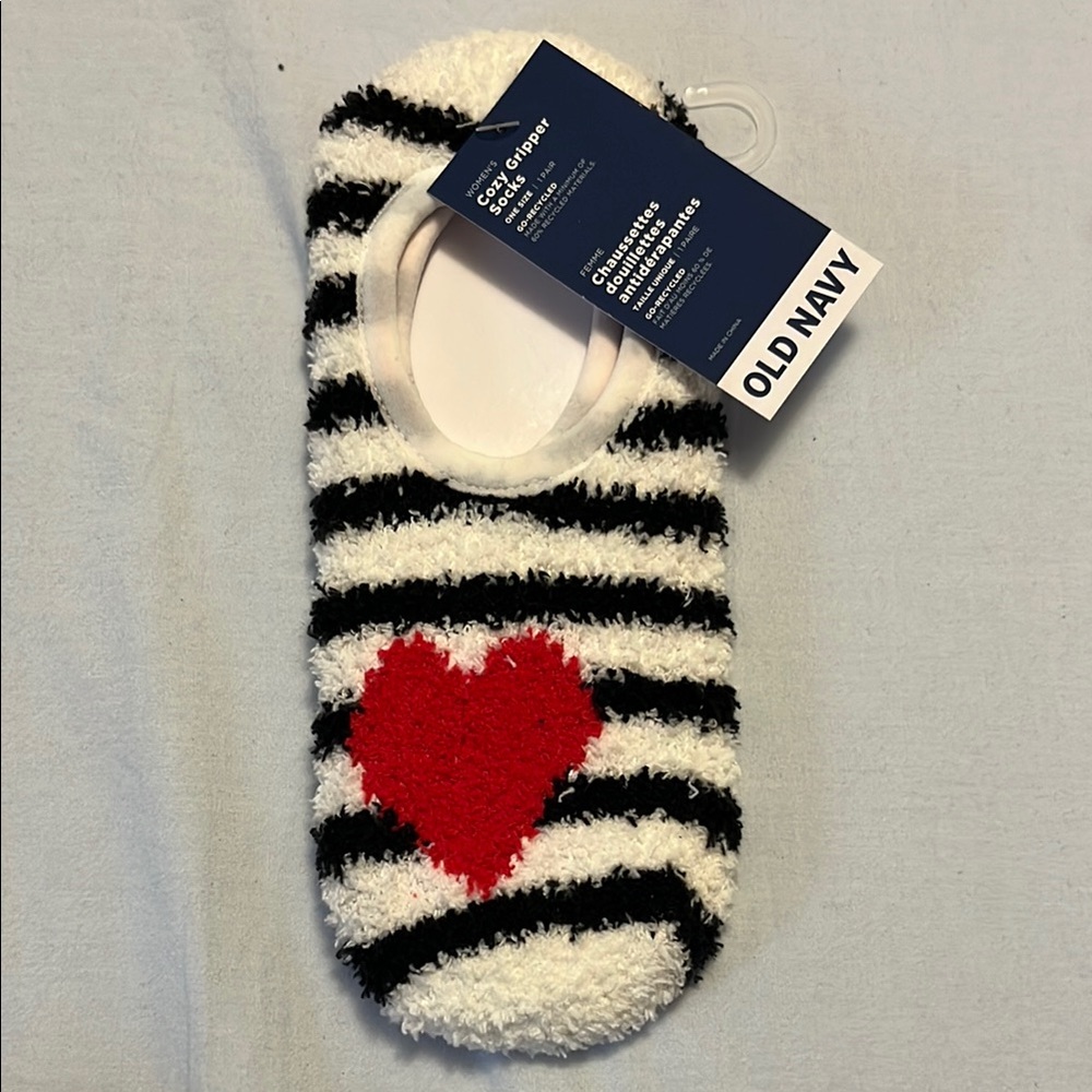 Old Navy Striped Heart Slipper Socks